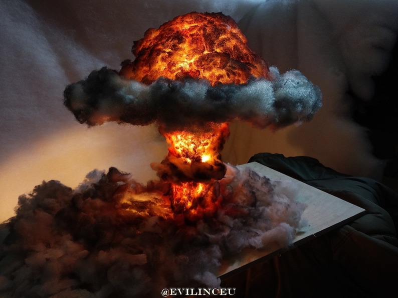 SOLD Nuclear Explosion Bomb Diorama model LIGHT night lamp nuke fallout little boy fat man decorative military mushroom cloud image 1