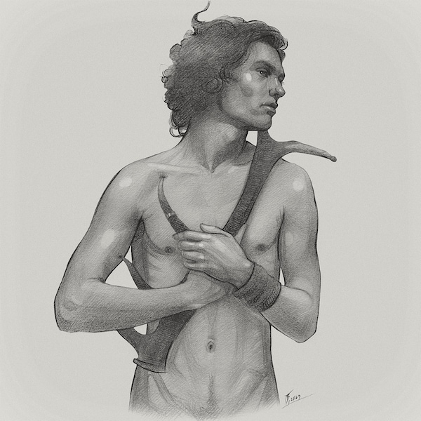 Original portrait, Pencil Sketch, Nude Art, Male Nude, Man