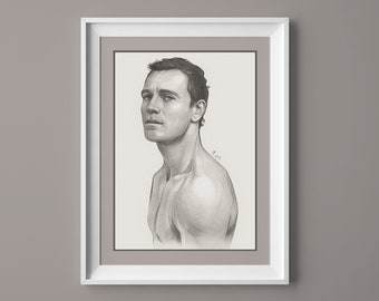 Michael Fassbender, Art Print, Pencil Portrait