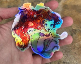 Sticker holographique Ariel la petite sirène