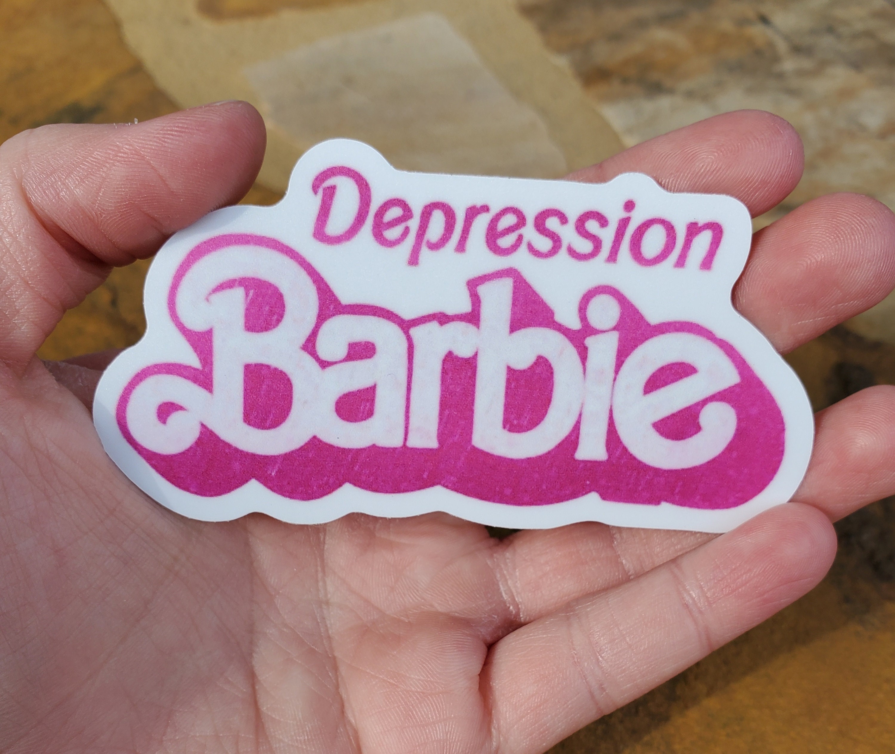 Barbie Heart Vinyl Textured Sticker - Pumpkin and Bean