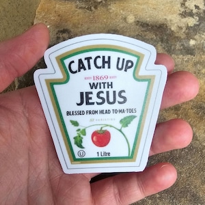 Catch Up Wth Jesus Ketchup Logo Funny Chrstan Pun Gft Shrt By...