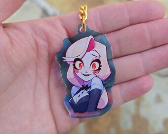 Rainbow Holographic Hazbin Hotel Charlie Morningstar Keychain