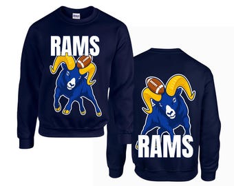 Rams Crewneck Sweatshirt - Double-Sided Football Graphic - Game Day Fan Shirt