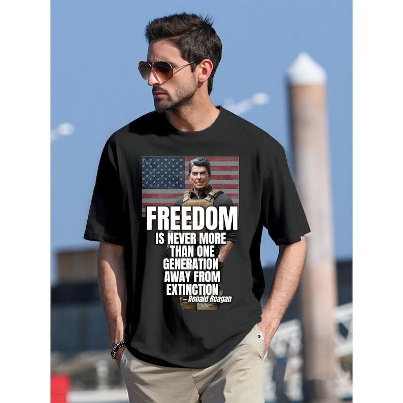 Ronald Reagan Freedom Quote Shirt – Patriotic USA Tee image 1