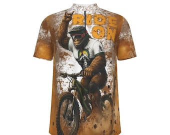 Bigfoot Ride On MTB Jersey - Loose Fit All-Over Print Unisex Mountain Bike Shirt