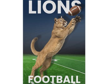 Personalized Lions Football Metal Sign: Vintage Style Game Room Decor