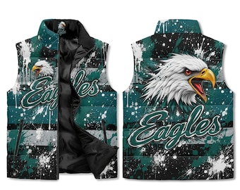 Screaming Eagle Unisex Lightweight All Over Printing Stand Collar Zip Up Puffer Vest