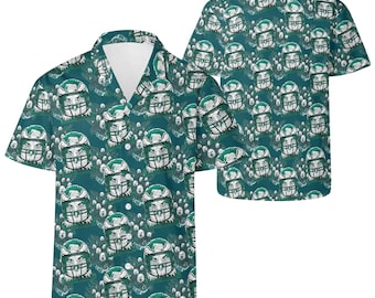 Eagles Helmet Hawaiian Shirt - All Over Print Button Up - Tropical Football Fan Shirt