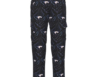 Men's Raven Wing Cargo Pants – All Over Print Purple Black Joggers