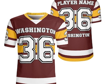 Washington Football Jersey - Burgundy and Gold V-Neck Mesh, Unisex AOP