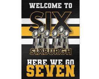 Sixburgh Metal Sign: Black & Gold Football Wall Art - Vintage Look
