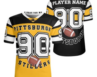 Personalized Pittsburgh Football Jersey, Custom Name & Number, Steelers Colors