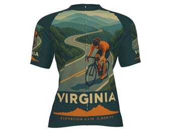 Virginia Climb Cycling Jersey: Vintage Style Bike Shirt, 2000 ft Elevation