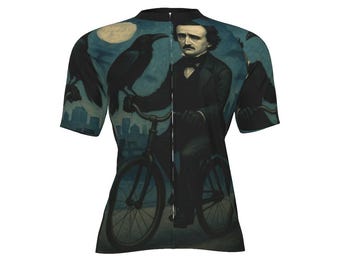 Poe Pedals Cycling Jersey: Edgar Allan Poe Gothic Bike Shirt