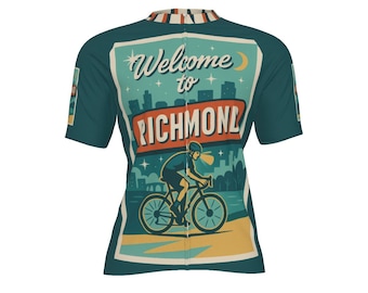 Richmond Cycling Jersey: Vintage RVA Bike Shirt, Unisex Fitted Polyester