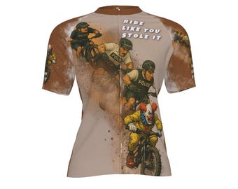 Maglia da ciclismo Ride Like You Stole It: divertente maglietta da inseguimento della polizia in MTB