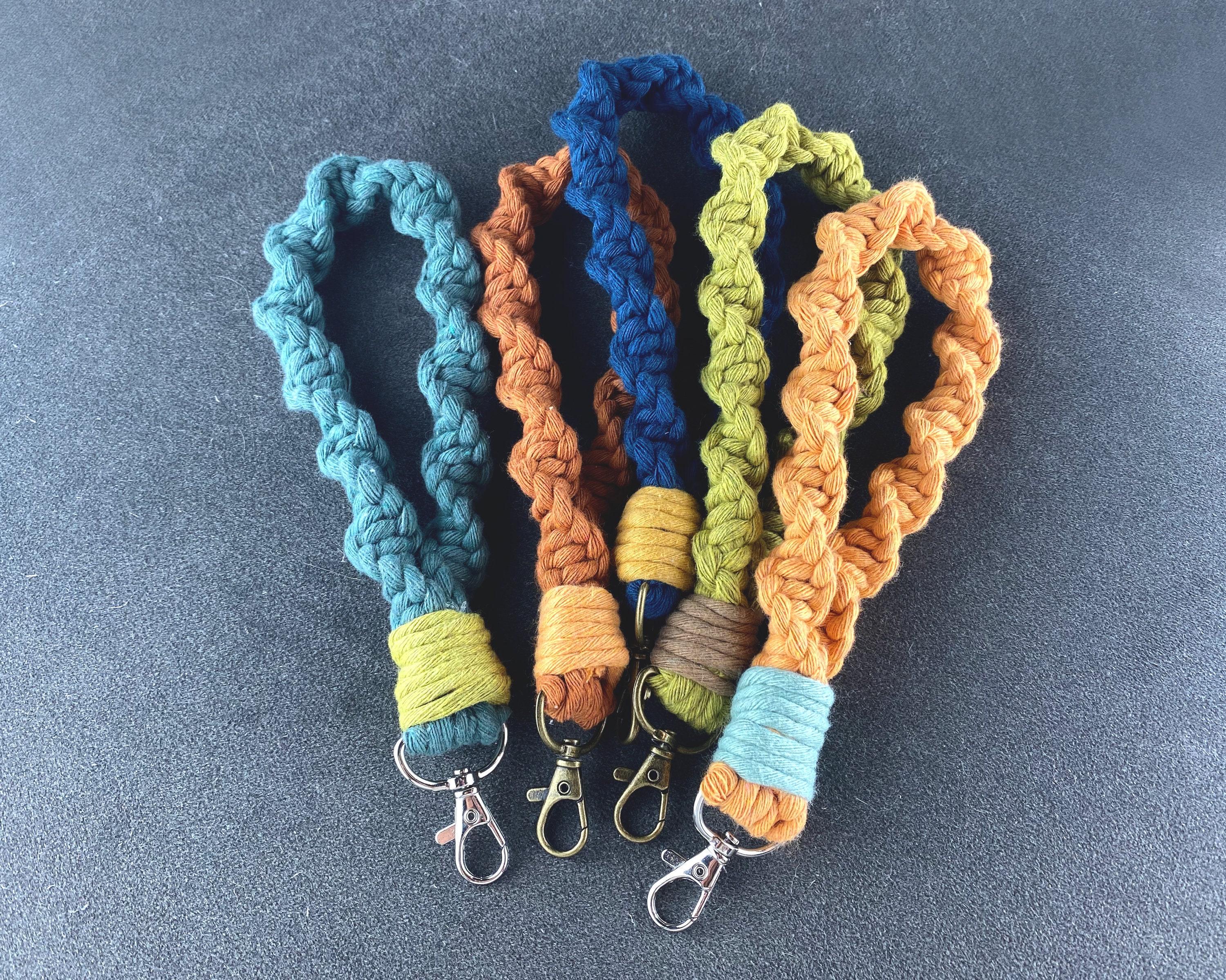 Boho wristlet keychain. Macrame wrist lanyard for keys. Your choice o…