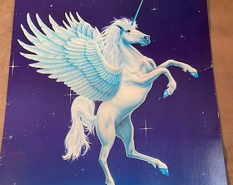 Vintage Mead Portfolio Folder Pegasus Unicorn 1980s
