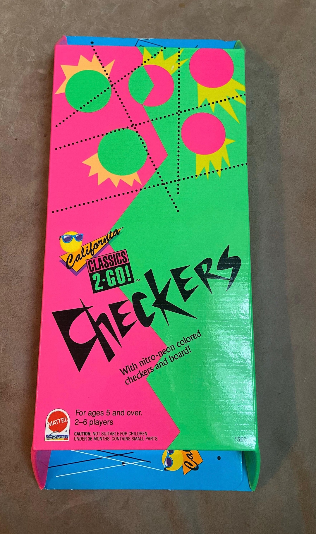 1992 Mattel California Classics 2-go! Checkers Game – Neon Travel