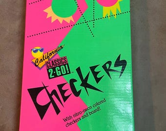 1992 Mattel California Classics 2-go! Checkers Game – Neon Travel