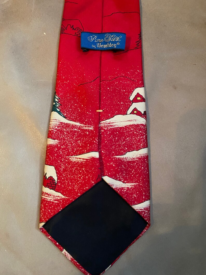 Vintage Wembley Pure Silk Christmas Tie Santa Red 60s?