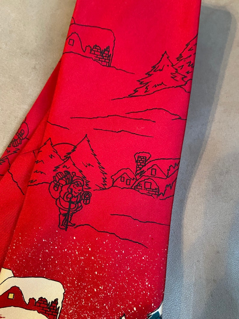 Vintage Wembley Pure Silk Christmas Tie Santa Red 60s?