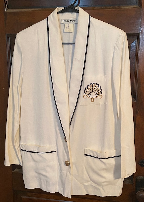 Vintage Francine Browner Blazer 12 Petite White Na