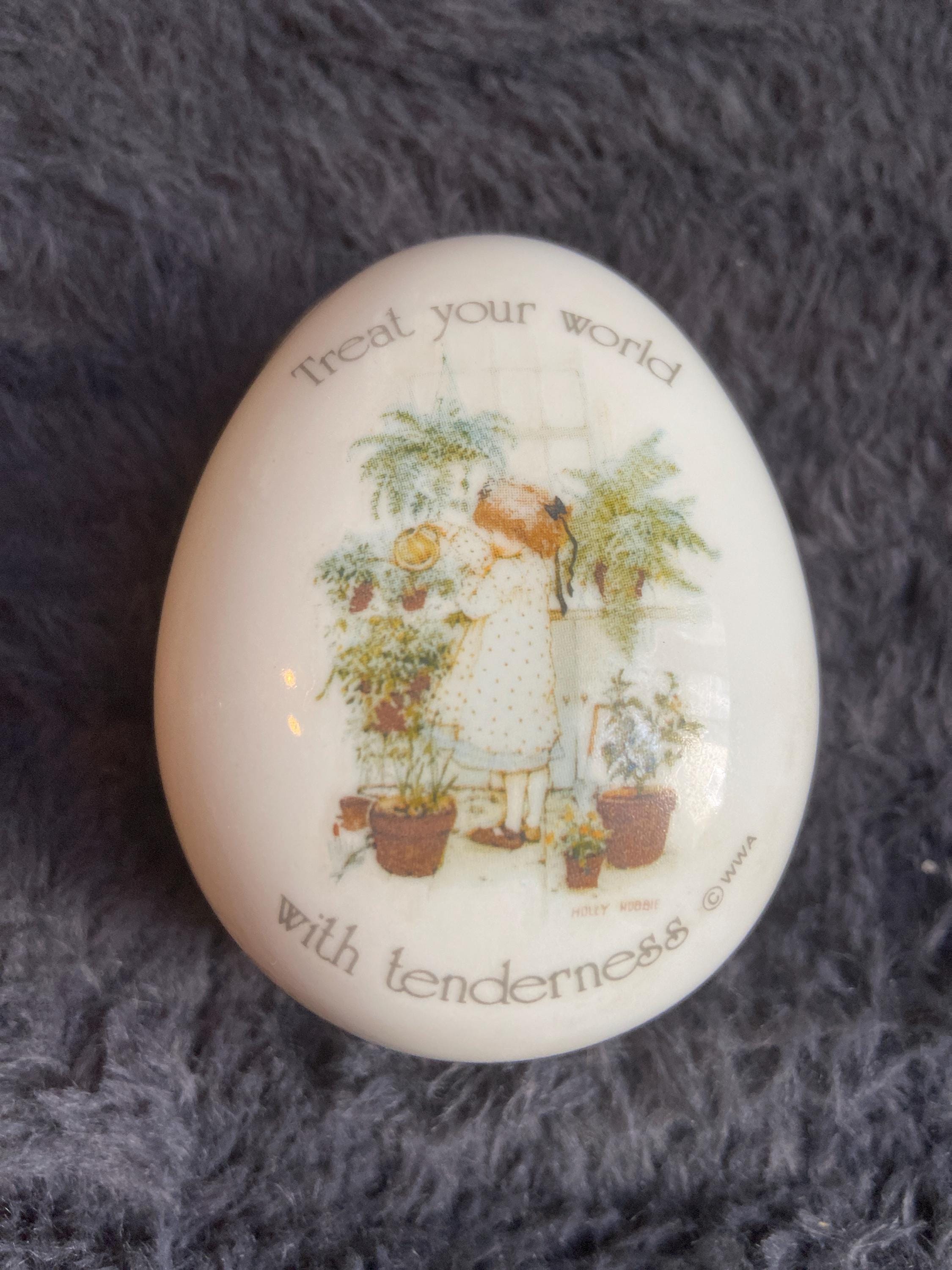 Vintage Holly Hobbie Porcelain Egg Trinket Box - 1976 WWA