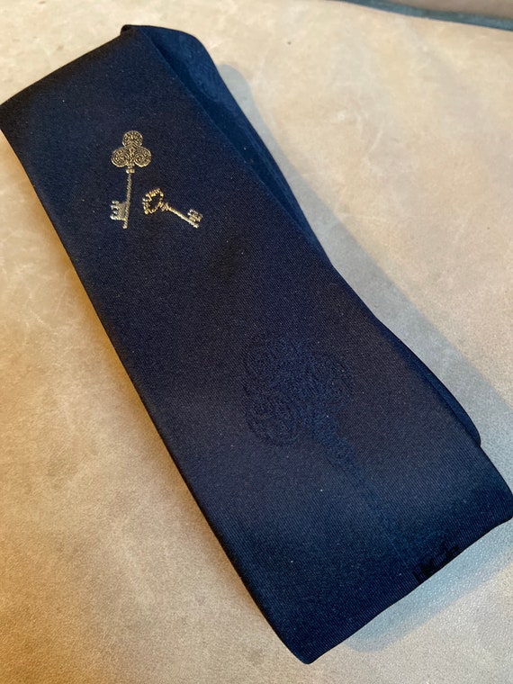 Vintage Mid Century Modern Black Tie With Gold Ke… - image 5