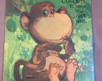 Vintage 1960s Gibson Get Well Card: Boasting Beasts, Punch-Out Animals