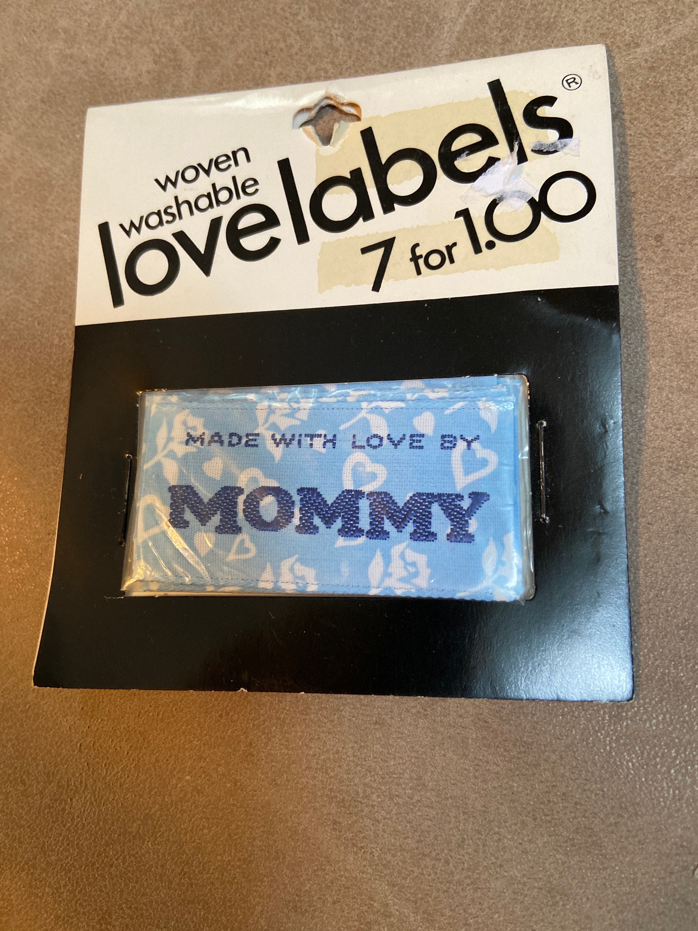 Vintage Woven Washable Love Labels “Made With Love By Mommy” 80s Blumenthal & Co Sealed Package of 7