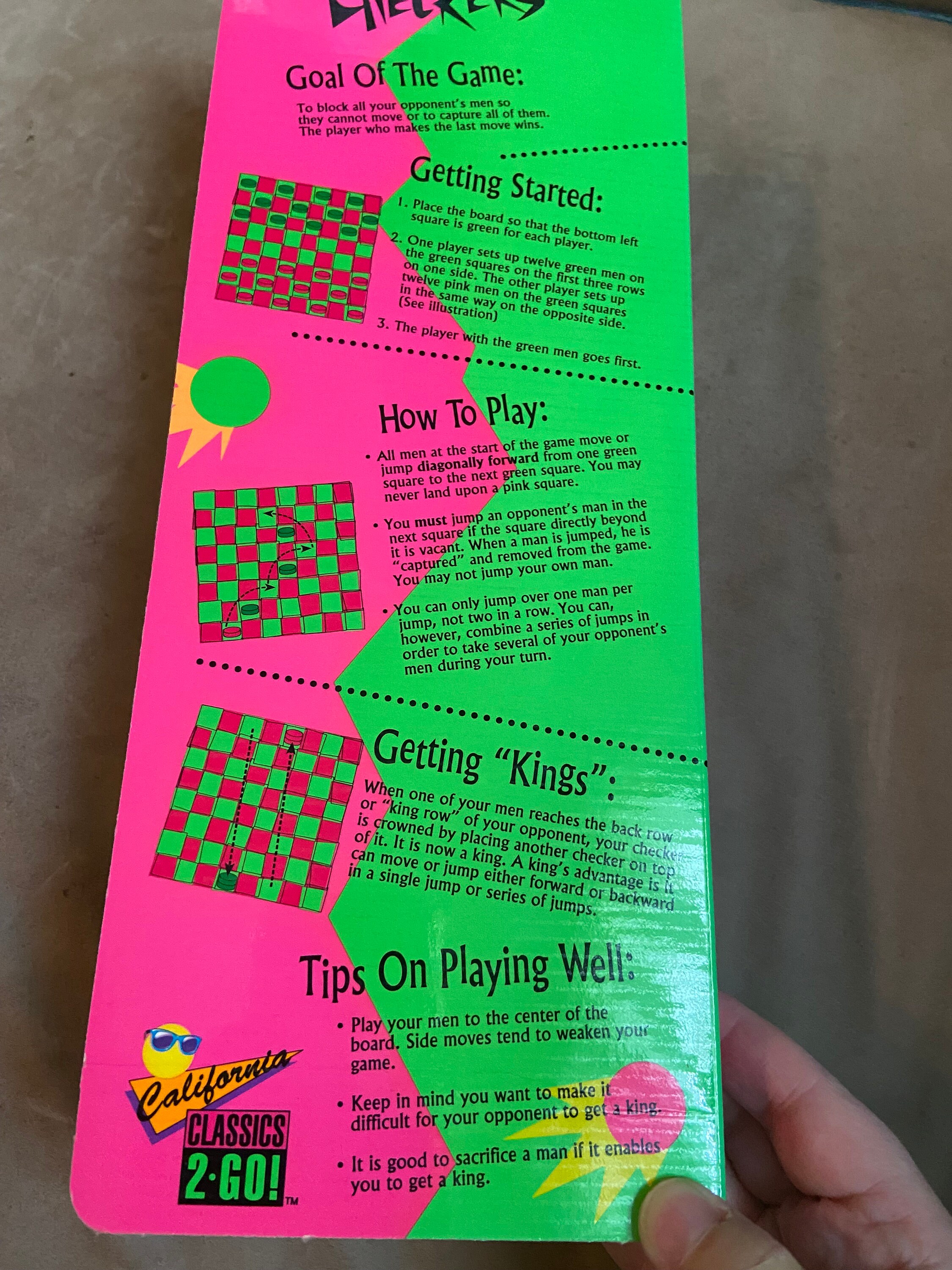 1992 Mattel California Classics 2-go! Checkers Game – Neon Travel