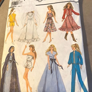 1987 Simplicity 8333 Doll Clothes Pattern – 11.5”  12.5” Dolls 8 Piece Wardrobe for Barbie & Darci