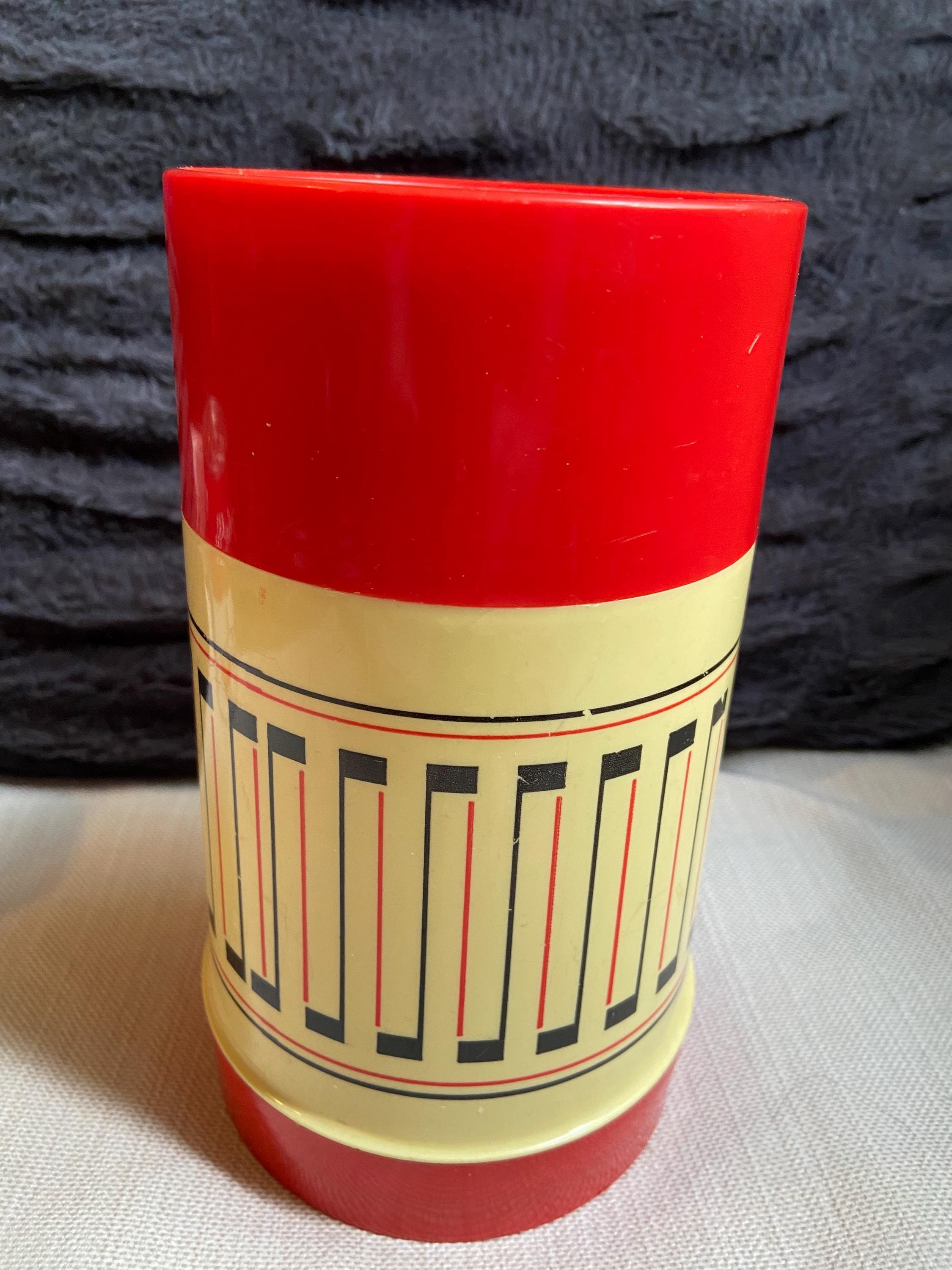 Vintage Aladdin Thermos | Red & Yellow Atomic Design, Pint Size - Etsy