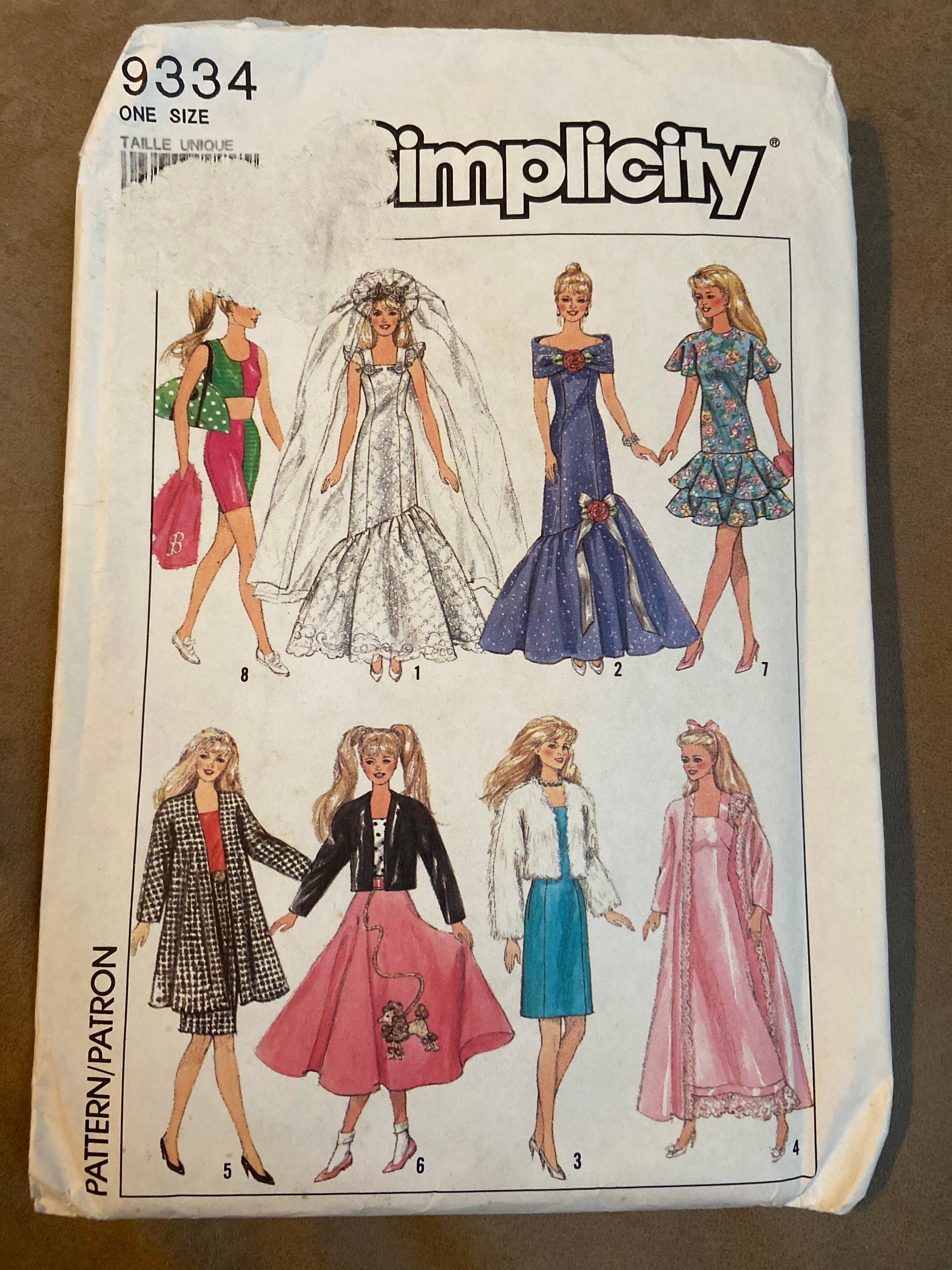 Lot of 5 Uncut Vtg Simplicity Barbie Sewing Patterns