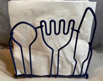 Vintage Blue Wire Napkin Holder – 80s Kitchen