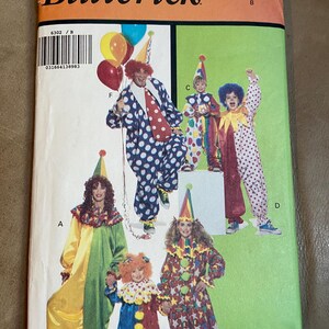 Butterick 6302 Clown Costume Sewing Pattern – Uncut, 1992 – Kids to Adults (Size B)