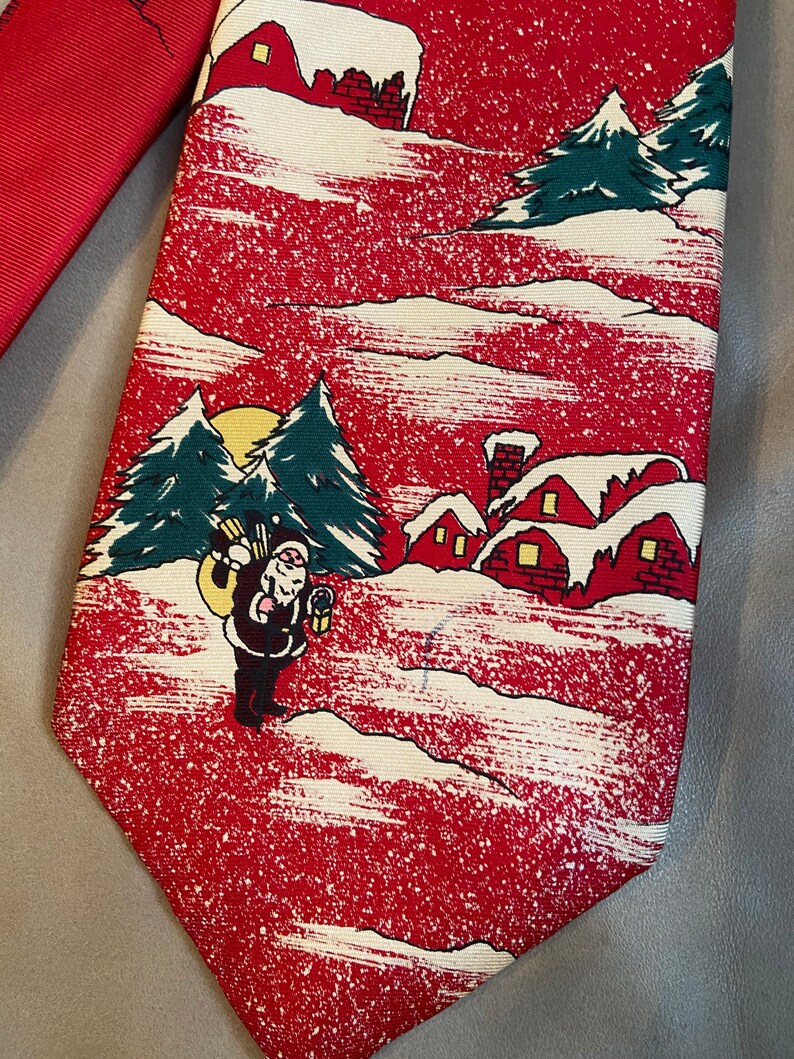 Vintage Wembley Pure Silk Christmas Tie Santa Red 60s?