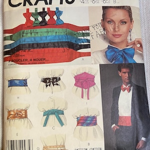 Vintage McCall's 2449 Sewing Pattern: Belt, Cummerbund, Bow Tie Waist Accessories