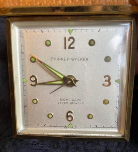 Vintage Phinney-walker Travel Alarm Clock – Eight Day, 7 Jewels