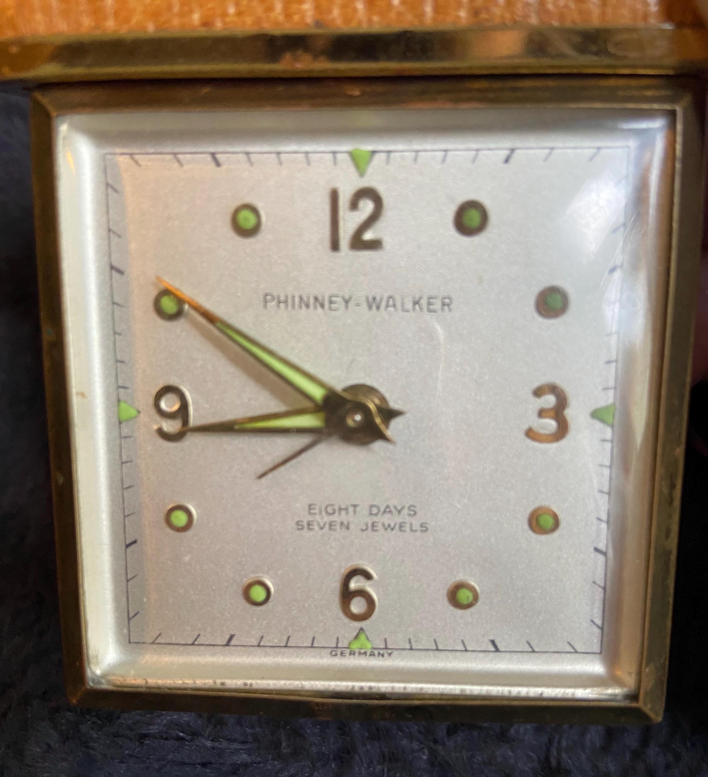 Vintage Phinney-walker Travel Alarm Clock – Eight Day, 7 Jewels