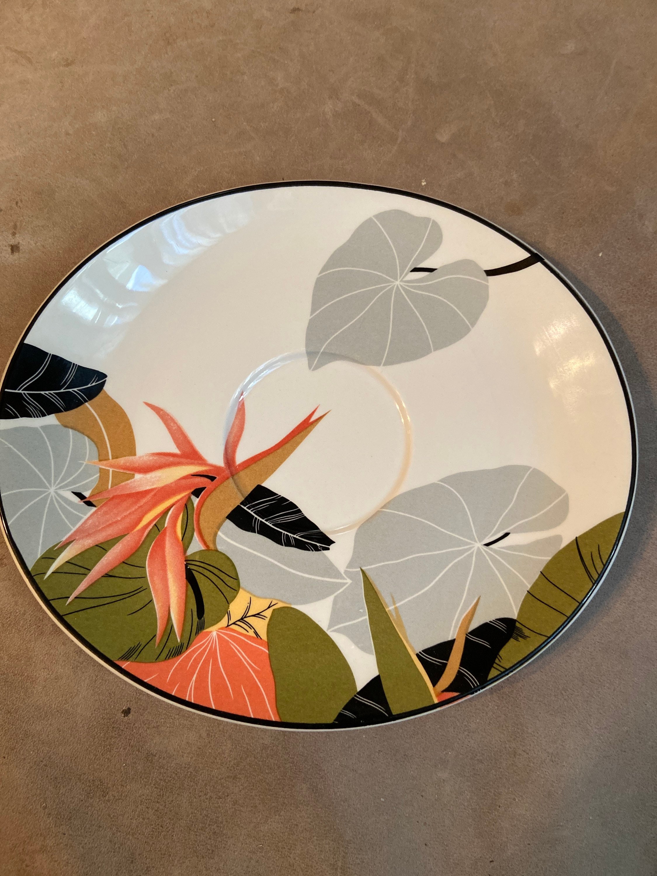 マイセン　ハワイ絵皿　 Selangor Hawaii Sango Larry Laslo “maui” Saucer – 1986 Tropical Leaf Plate
