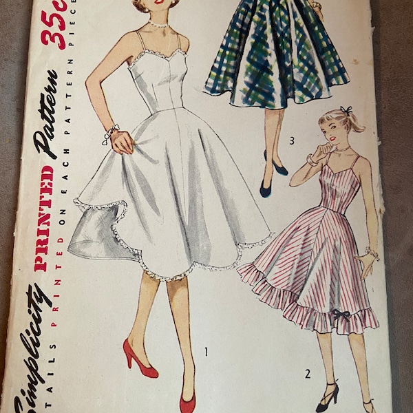 1951 Simplicity Pattern Junior Misses and Misses Slip and Petticoat Size 14