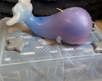 Vintage Signed Northern Lights Whale Candle – Handcrafted Ocean Coastal Nautical Home Decor