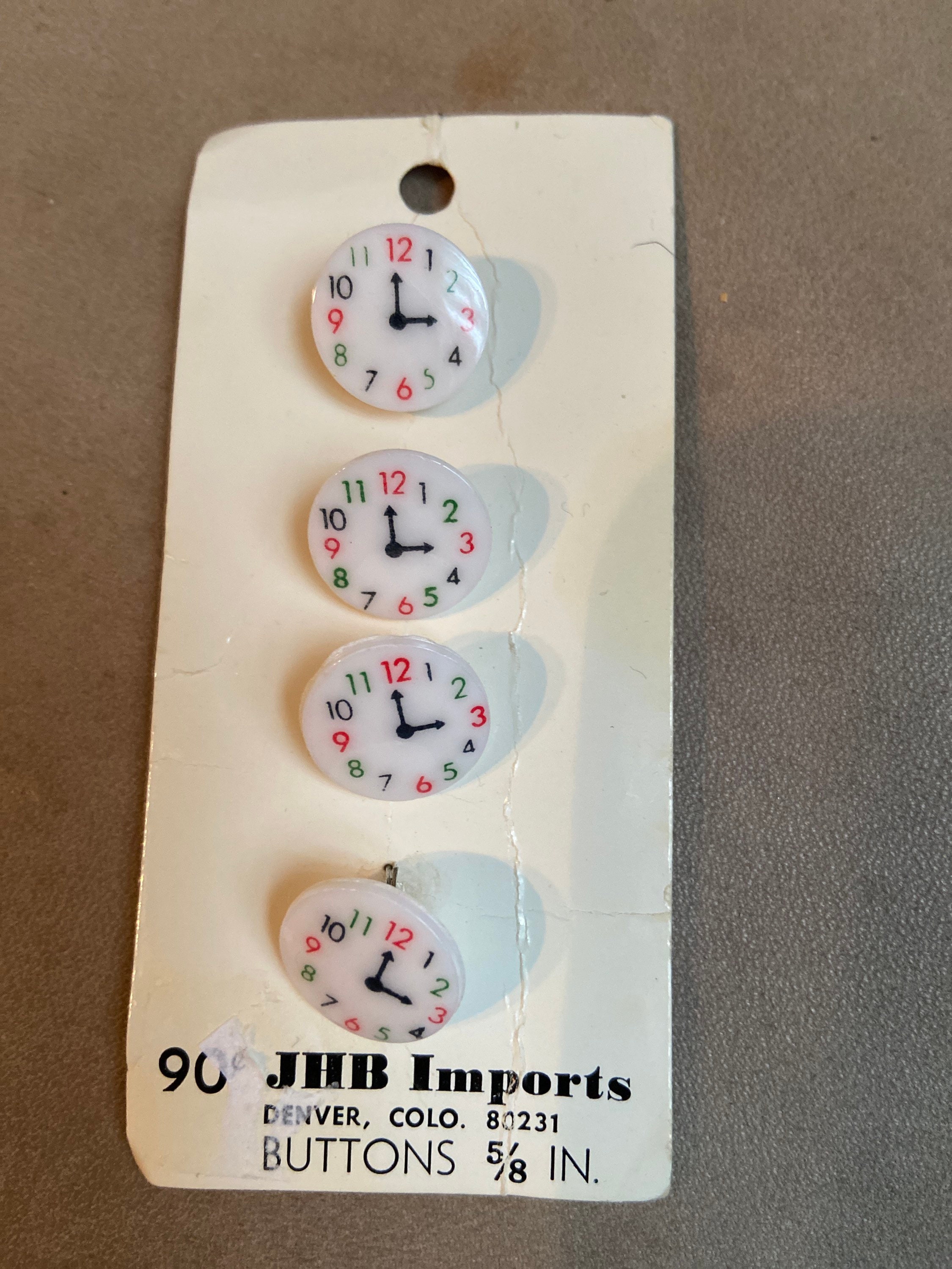 Set of 4 Vintage Clock Buttons JHB Imports 70s 80s 5/8 Etsy