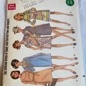 Vintage Butterick 5243 Sewing Pattern Mod Shift Dress Size 12 Bust 34 Cut Pattern 1960s