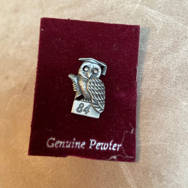 Vintage Pewter Class of ‘84 Owl Graduation Pin Spoontiques