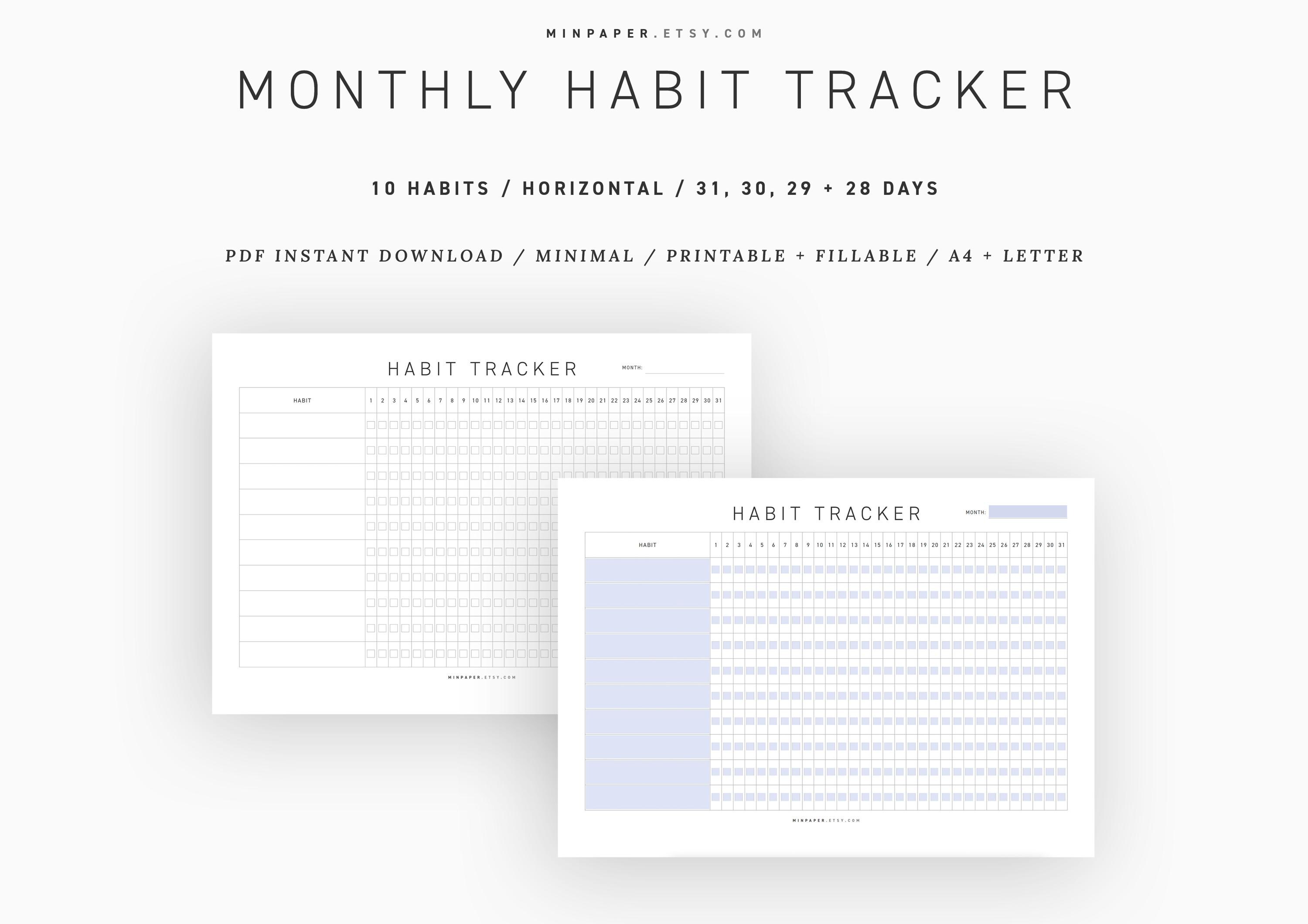 Monthly Habit Tracker Printable / Simple Digital Tracker / Routine ...