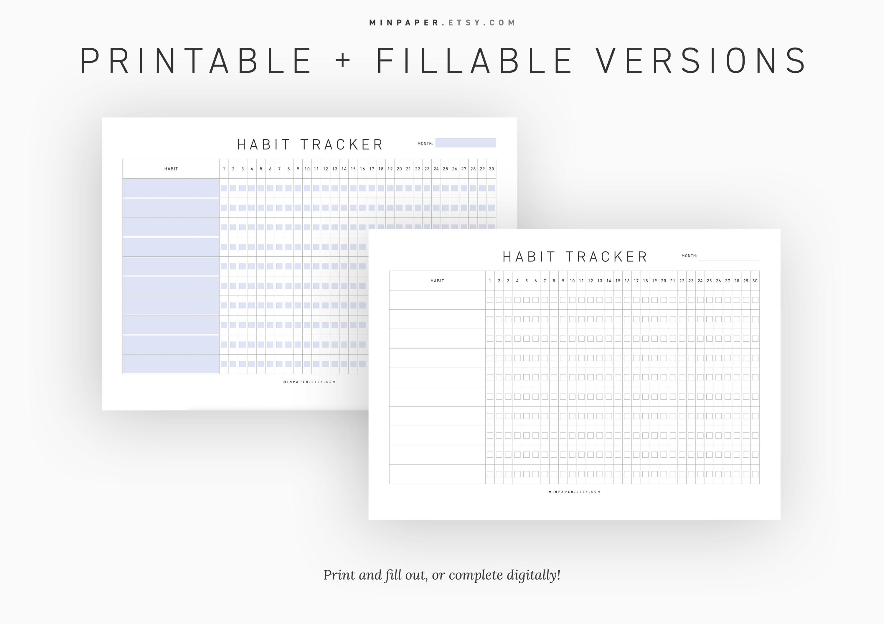 Monthly Habit Tracker Printable / Simple Digital Tracker / Routine ...